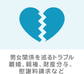 男女関係を巡るトラブル　離婚、親権、財産分与、慰謝料請求など